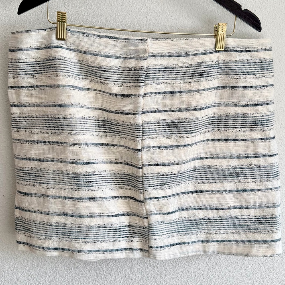 Gap Women’s Mini Skirt Size 18 Faux Wrap Tweed Stripe Black White Career Lined